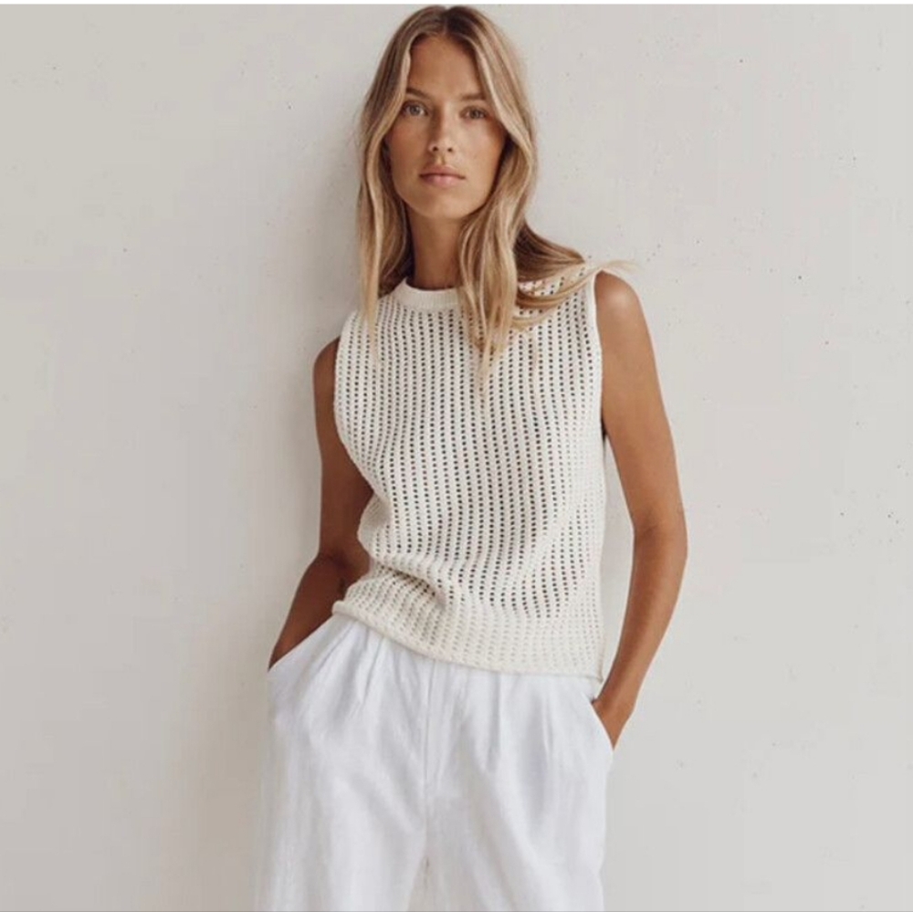 Dissh Denny Crochet Off White Open Knit Top